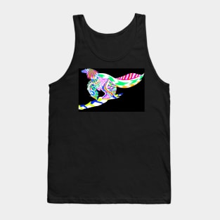 wing fossil dinosaur bird in ecopop zentangle of rainbow Tank Top